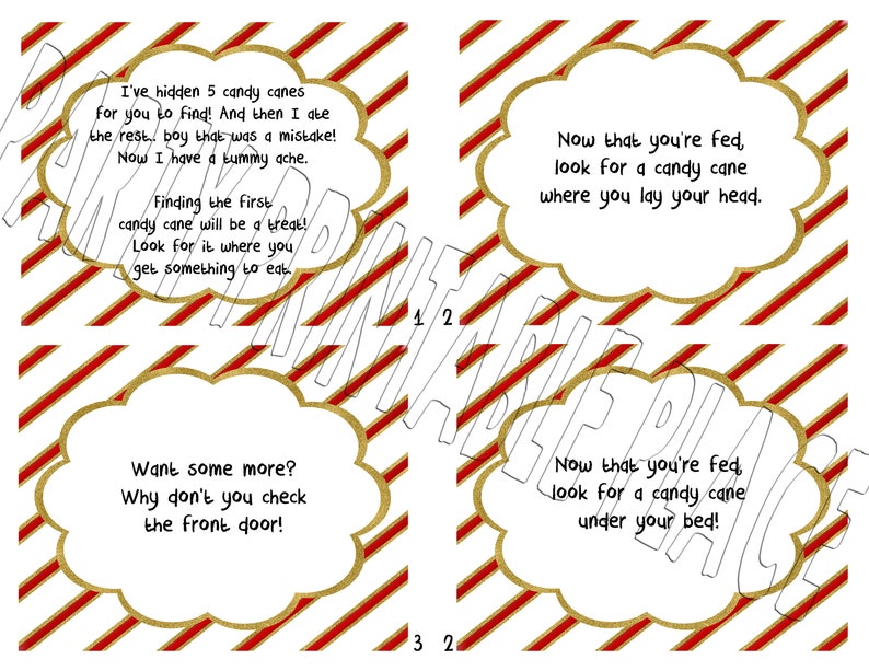 Candy Cane Scavenger Hunt for Elf or for Christmas Fun Bonus Blank