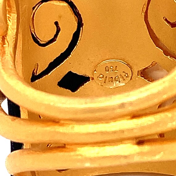 Fibula Diamond and Cermamic 18k Yellow Gold Ring - image 4