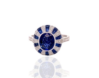 Manhattan Sapphire and Diamond  Ring