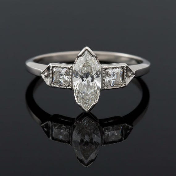 Art Deco Diamond Platinum Ring - image 1