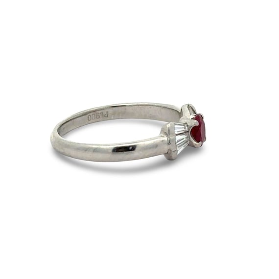 Fine Ruby and Diamond Platinum Ring - image 4