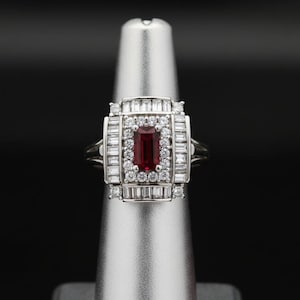 Estate Fine .69 Ct Ruby & 1.08 CTTW Diamond Platinum Ring 15765