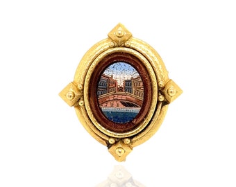 Estate Elizabeth Locke Micro Mosaic Brooch/Pendant