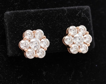 Kolczyki Maya Lianna z 14-karatowego różowego złota z klastrem diamentów o masie 1,00 CTTW