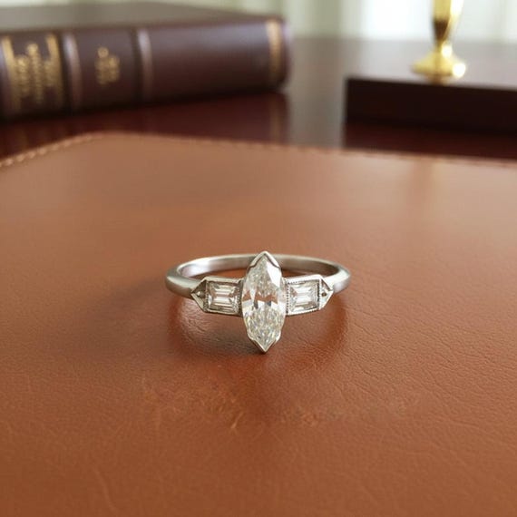 Art Deco Diamond Platinum Ring - image 3