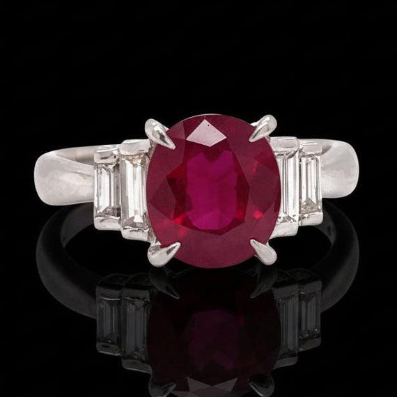 Ruby and Diamond Platinum Ring - image 1