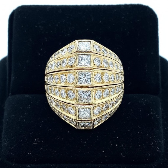 Bold Diamond and 18k Yellow Gold Ring - image 1