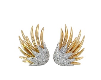 Diamond and 14K Gold Flame Earrings