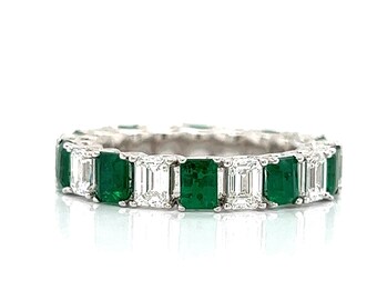 Emerald and Diamond Eternity Band/Ring