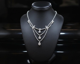 11ctw diamanthalsband i 18k vitt guld
