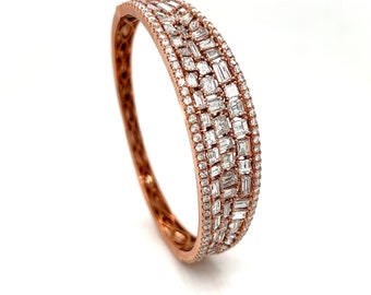 Mixed Cut Diamond and Rose Gold Designer Bracelet