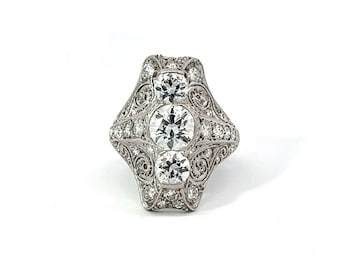 Art Deco Diamond Filigree Platinum Ring