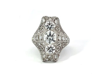 Art Deco Diamond Filigree Platinum Ring