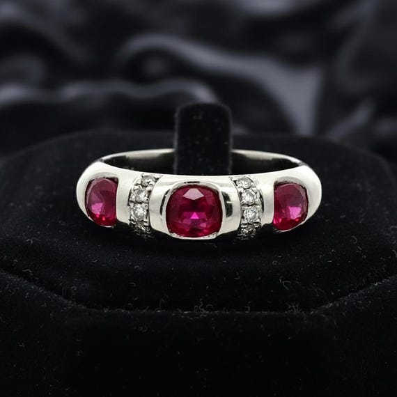Ruby and Diamond Platinum Ring - image 1