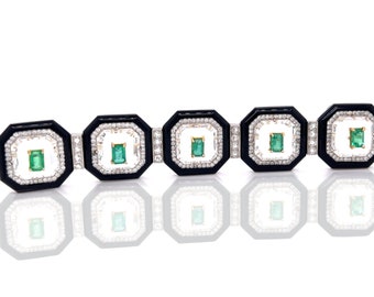 Astor Onyx, Emerald and Diamond Bracelet