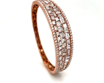 Mixed Cut Diamond and Rose Gold Designer Bracelet