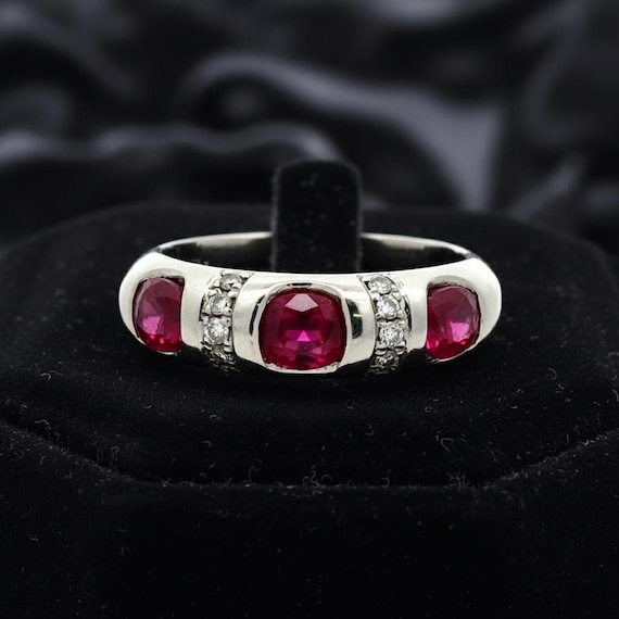 Ruby and Diamond Platinum Ring - image 1