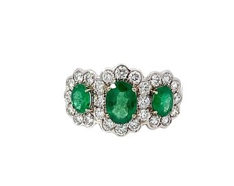 Oval Emerald and Diamond Ring