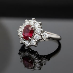 Estate Ruby Oval 1.06ct Diamond 0.89cttw Platinum Ring 15268