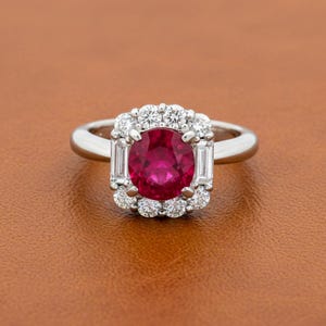 Modern 1.97ct Burma Ruby (Gia) and Diamond Platinum Ring