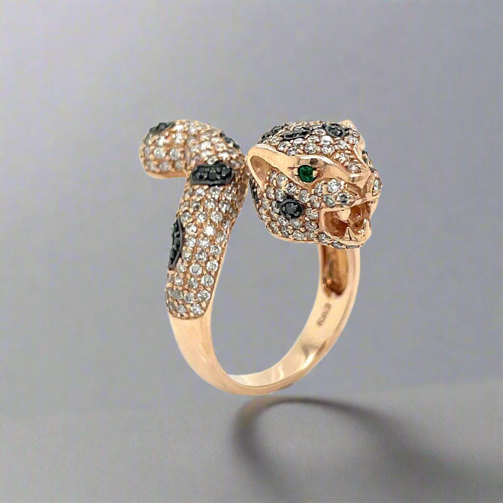 Effy 14k Rose Gold Diamond and Emerald Panther Ring