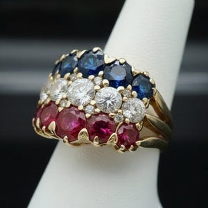 Circa 1890 French Estate No Heat Burma Ruby, No Heat Burma Sapphire and Diamond