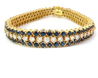 Sapphire, Diamond and 18K Yellow Gold Bracelet