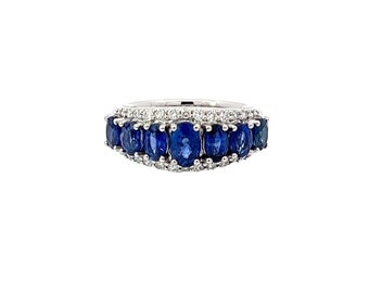 Sapphire and Diamond 18K White Gold Ring