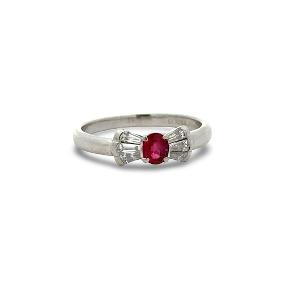 Fine Ruby and Diamond Platinum Ring - image 2