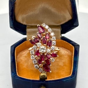 Estate Ruby Diamond 14k Yellow Gold Ring 15436