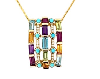 Multi Stone 14K Yellow Gold Necklace