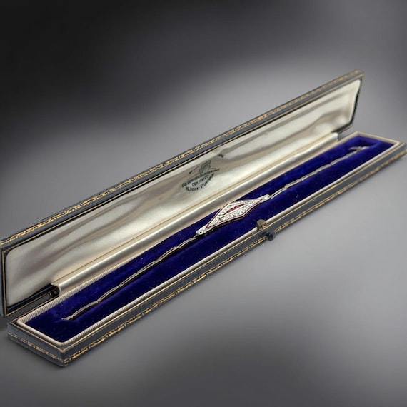 Art Deco Diamond and Ruby Platinum and 18k Yellow… - image 3