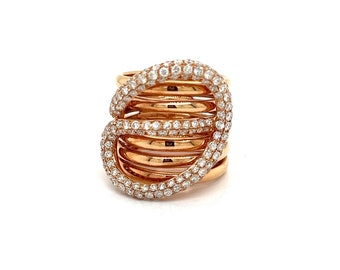 Designer 1.94 Carat Diamond and Rose Gold Stacked Ring