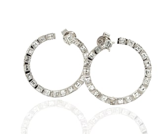 6.30 Carat Diamond Swirl Hoop Earrings