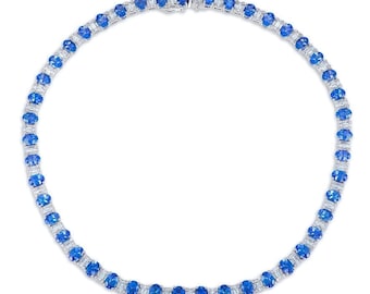 Tanzanite and Diamond 18k Tennis Necklace