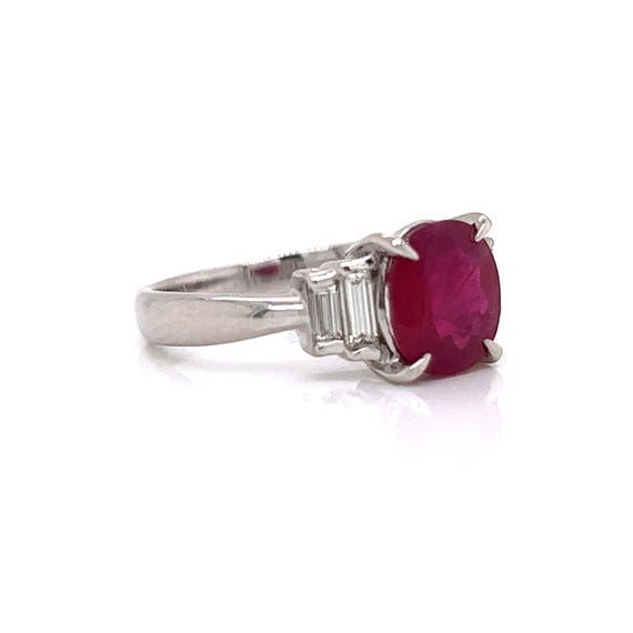Ruby and Diamond Platinum Ring - image 3