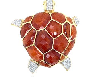 Diamond and Tourmaline Turtle Brooch/Pendant