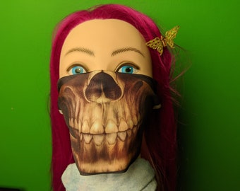 Skeleton Bones Skull Polyester Photo Fashion Face Mask Drape