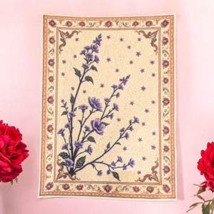 Purple Flower Garden Doll House Rug Illusion 1:12 Scale Handmade Miniature Carpet for DollHouse