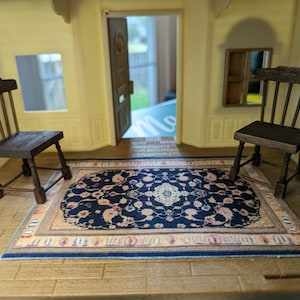 Pale Pink Farmhouse Inspired Dollhouse Persian Rug Illusion 1:12 Scale Handmade Miniature Mini Carpet for Doll House