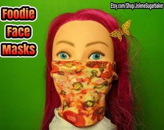 Jalapeno Ham Cheese Pizza Foodie Funny Fashion Face Mask Washable Polyester Cover USA Made