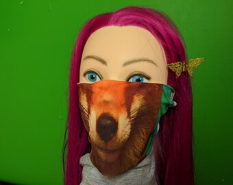 Real Fox Funny Photo Fashion Face Mask Drape