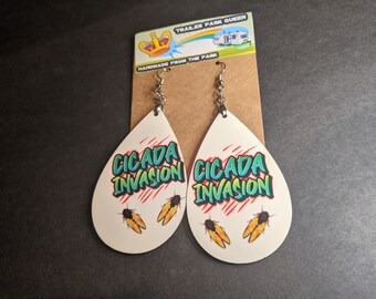 Cicada Handmade Wood Earrings by Jolene Sugarbaker Invasion Style
