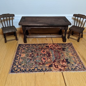 Skull Dollhouse Rug, 1:12 Scale, Spooky Persian Style Mini Carpet