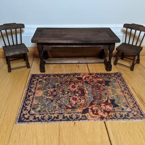 Dollhouse Miniatures Handmade Ornate Dollhouse Rug Vintage 112 Art