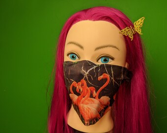 Pink Flamingo Florida Fashion Face Mask Washable Polyester Cover USA Made
