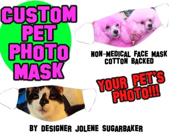 Custom Pet Photo Cotton Backed Face Mask With Elastic Washable