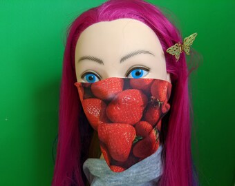 Luscious Strawberry Fashion Face Mask Washable Polyester Cover USA Made