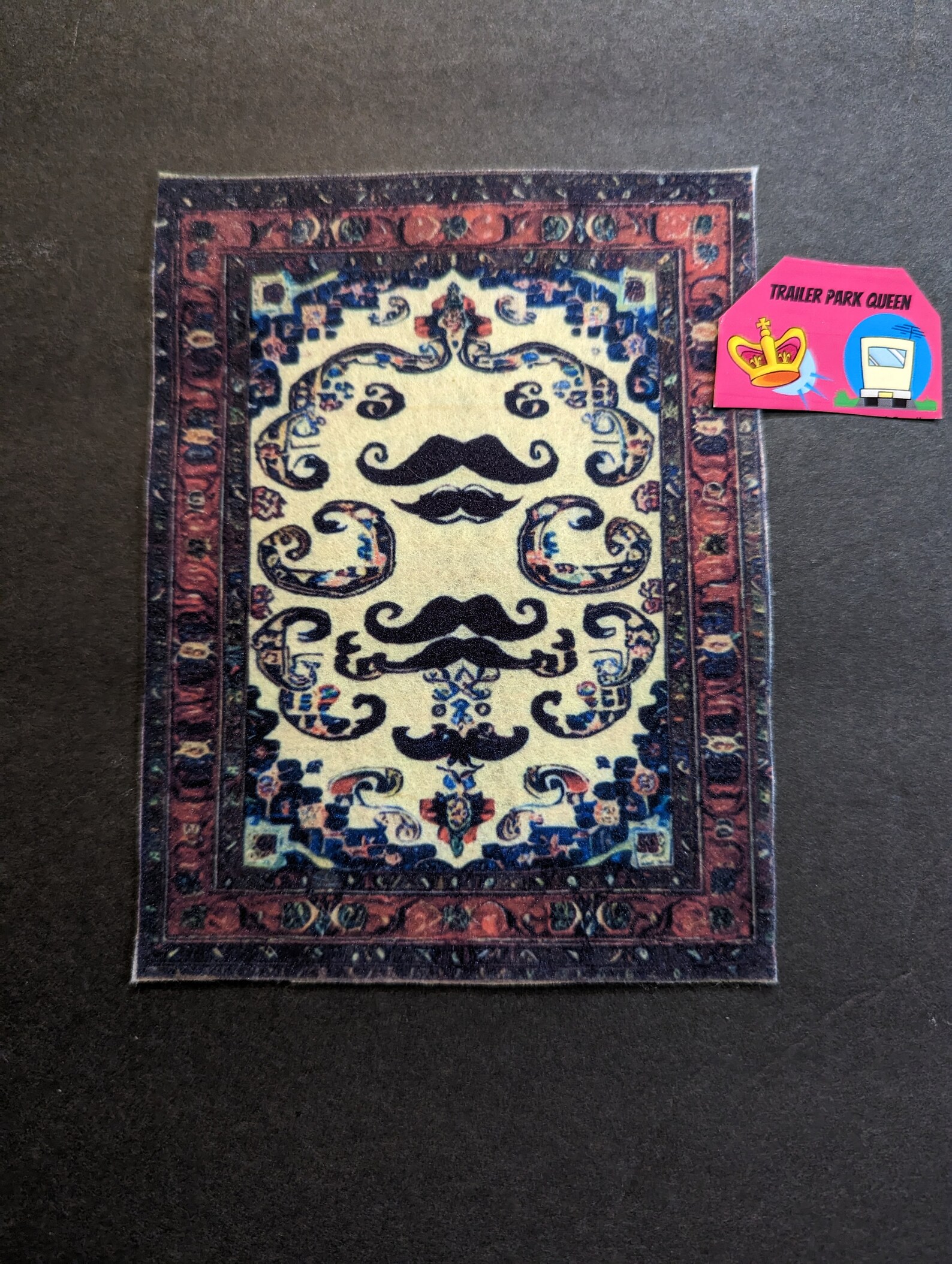 Mustache Rug Moustache Inspired Masculine Persian Rug Illusion 1:12 Scale Handmade ...