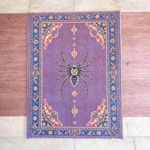 Handmade Purple Spider Dollhouse Rug, 1:12 Scale Miniature Persian Style